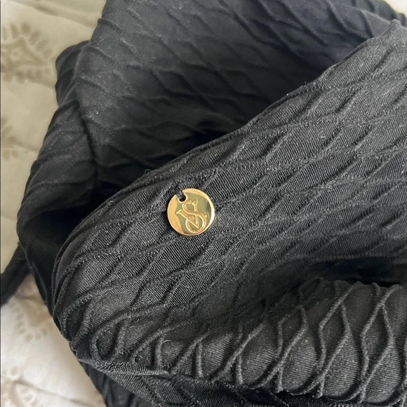 NWT Victoria's Secret Black Textured Cutout One-Piece Swimsuit - Picture 4 of 6